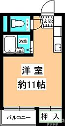 ビューハイツ島口 ワンルームの間取図画像