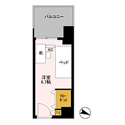 ロイヤルパークスER万代 ワンルームの間取図画像