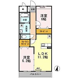 ウィステリア2 2LDKの間取図画像