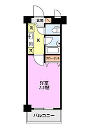 ワンノール米山B 1Kの間取図画像