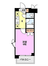ワンノールK2 1Kの間取図画像