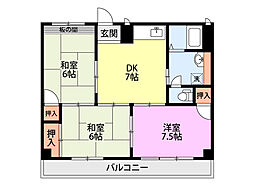 松尾ビル 3DKの間取図画像