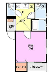 ラフレシア 1Kの間取図画像