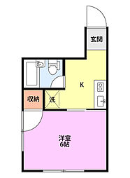 シャトレーゼ堀之内 1Kの間取図画像