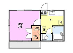 ハウスレーベン 1Kの間取図画像