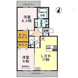 レイクサイドB 2LDKの間取図画像