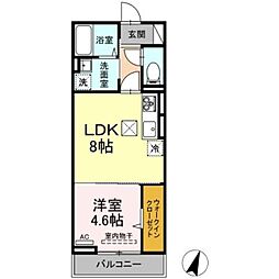 D-premier大学南 1LDKの間取図画像