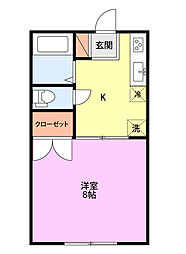 トーコーハイツA 1Kの間取図画像