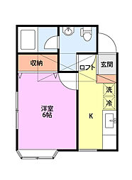 ベルシオン新潟第2 1Kの間取図画像