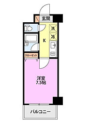 オルザス新潟 1Kの間取図画像