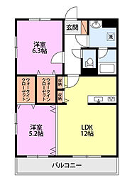 レジデンスヒルウエスト裏館 2LDKの間取図画像