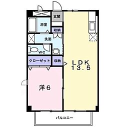 ソレアード・フモンA 1LDKの間取図画像