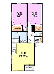 ディアマンテA 2LDKの間取図画像
