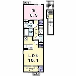 サンライズエイトB 1LDKの間取図画像