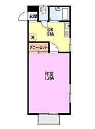レジデンス峰 1DKの間取図画像