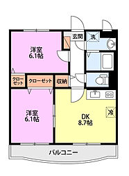 カルム・SAKAI 2DKの間取図画像