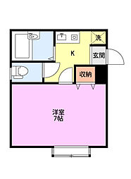 Saja-五十嵐3 1Kの間取図画像