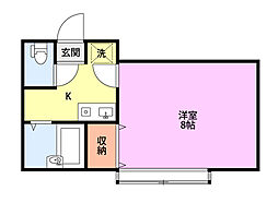 Saja-五十嵐3 1Kの間取図画像