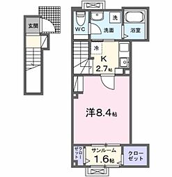 ライズひまわり 1Kの間取図画像