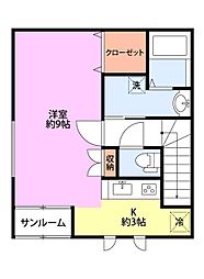 グランデュール1 1Kの間取図画像