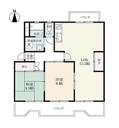 三益コーポ 2階2LDKの間取り