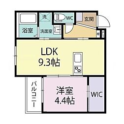 BRAVEBASE HAL 1階1LDKの間取り