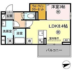 フリーデンやりた 3階1LDKの間取り