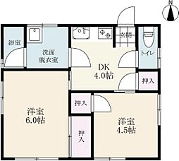 桑原アパート 1階2Kの間取り