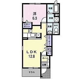 ピュアネス今泉 1階1LDKの間取り