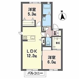 エバーグリーン桜町A 2LDKの間取図画像