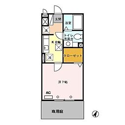 ルナ・パルク弐番館 1Kの間取図画像