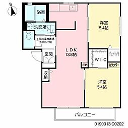 コンフォール川原田E 2LDKの間取図画像