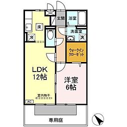 セイシェル大山B 1LDKの間取図画像