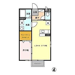 エレゼタウン2 1LDKの間取図画像