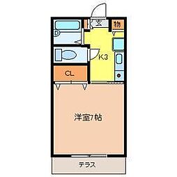 コーポガーデンヒルズ 1Kの間取図画像