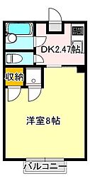 ピュア西新C 1Kの間取図画像