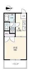 コーポラスマルエム 1Kの間取図画像
