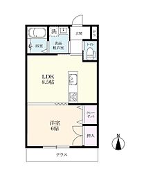 Ange town 1階1LDKの間取り