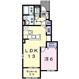 ファーストレジデンス 1階1LDKの間取り