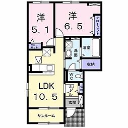 グラン・グラースI 1階2LDKの間取り