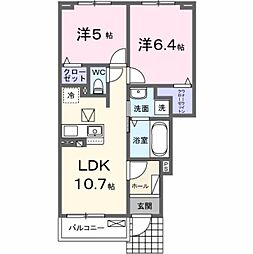 ハピネスI 2LDKの間取図画像