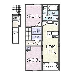 ハピネスV 2LDKの間取図画像