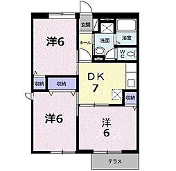 パディービレッジ鶴田A 3DKの間取図画像