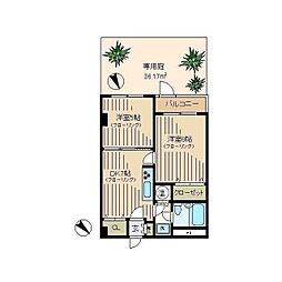 パイロットハウス北新宿 2DKの間取図画像