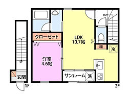 OAKGARDEN 1LDKの間取図画像