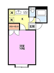 ウィスティリア 1Kの間取図画像