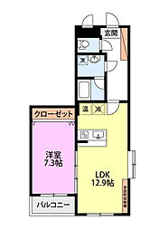 ホポロ大形本町 1LDKの間取図画像