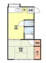 カーサベルポンテA棟 1DKの間取図画像