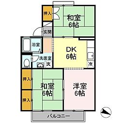 セジュール渡辺B 3DKの間取図画像