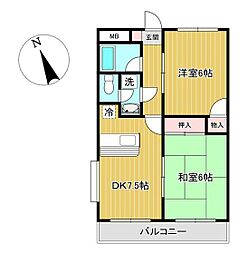 ヒルズアバンテ 2DKの間取図画像